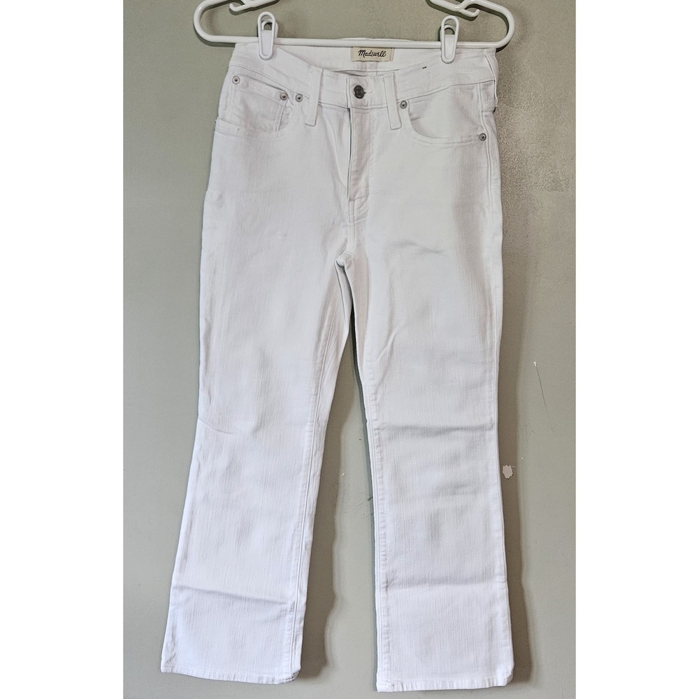 Madewell Mid Rise Kick Out Ankle Length White Denim Jeans Size‎ 27 P